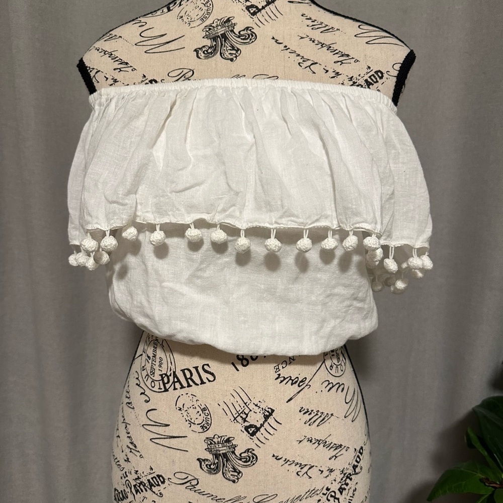 White Ruffled Off-Shoulder Blouse
